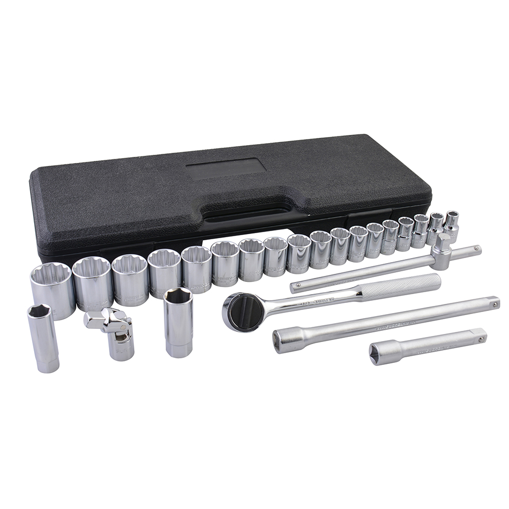 Juego de dados y accesorios cuadro de 1/2" combinado, 25 piezas, Surtek