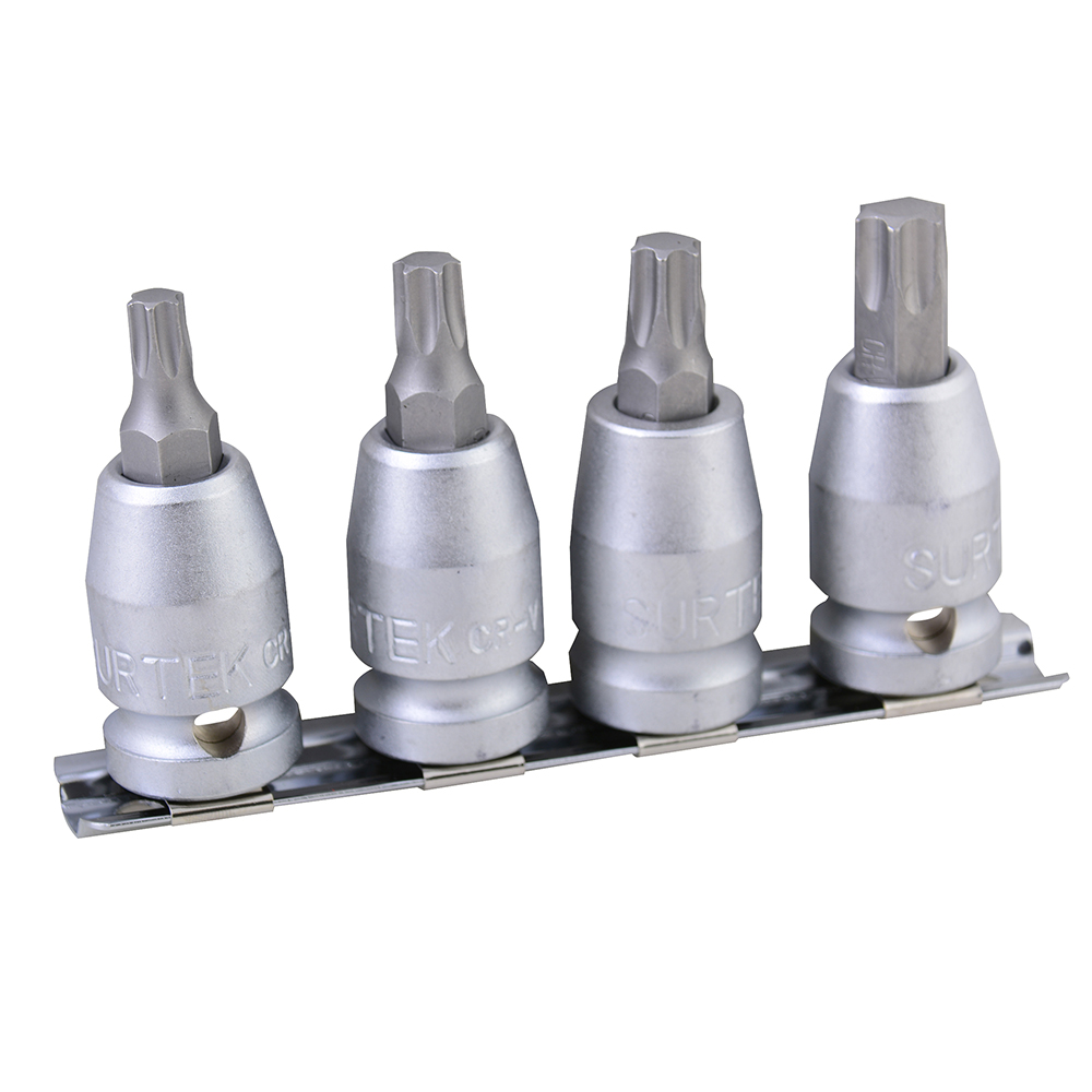 Juego de 4 dados punta Torx cuadro de 1/2", Surtek