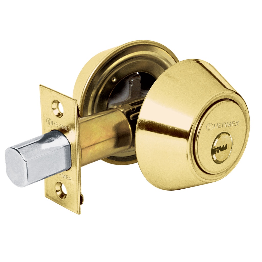 43592 / Cerrojo llave-llave latón brillante, llave de puntos, Hermex