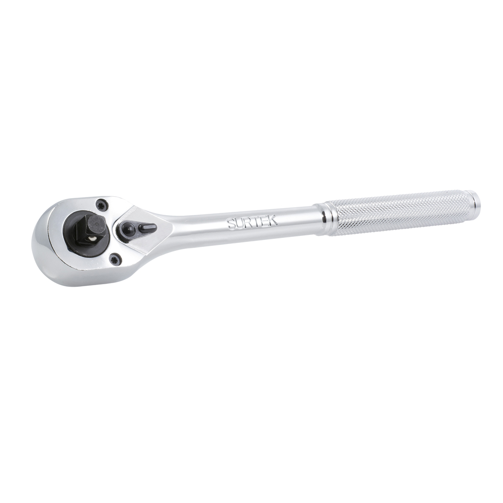Matraca doble para dados cuadro de 3/8" y 1/2", cabeza tipo pera, mango moleteado, Surtek