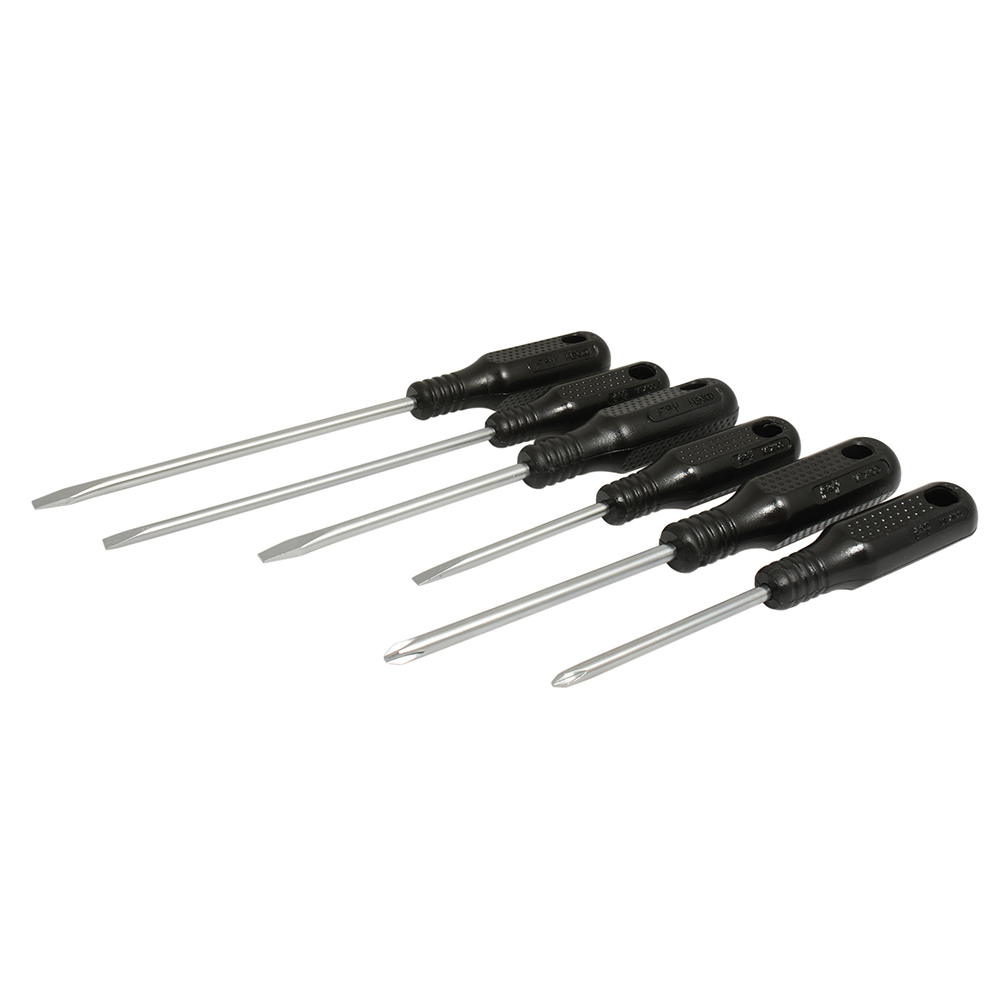 Juego de destornilladores con mango negro combinados, 6 piezas, Foy