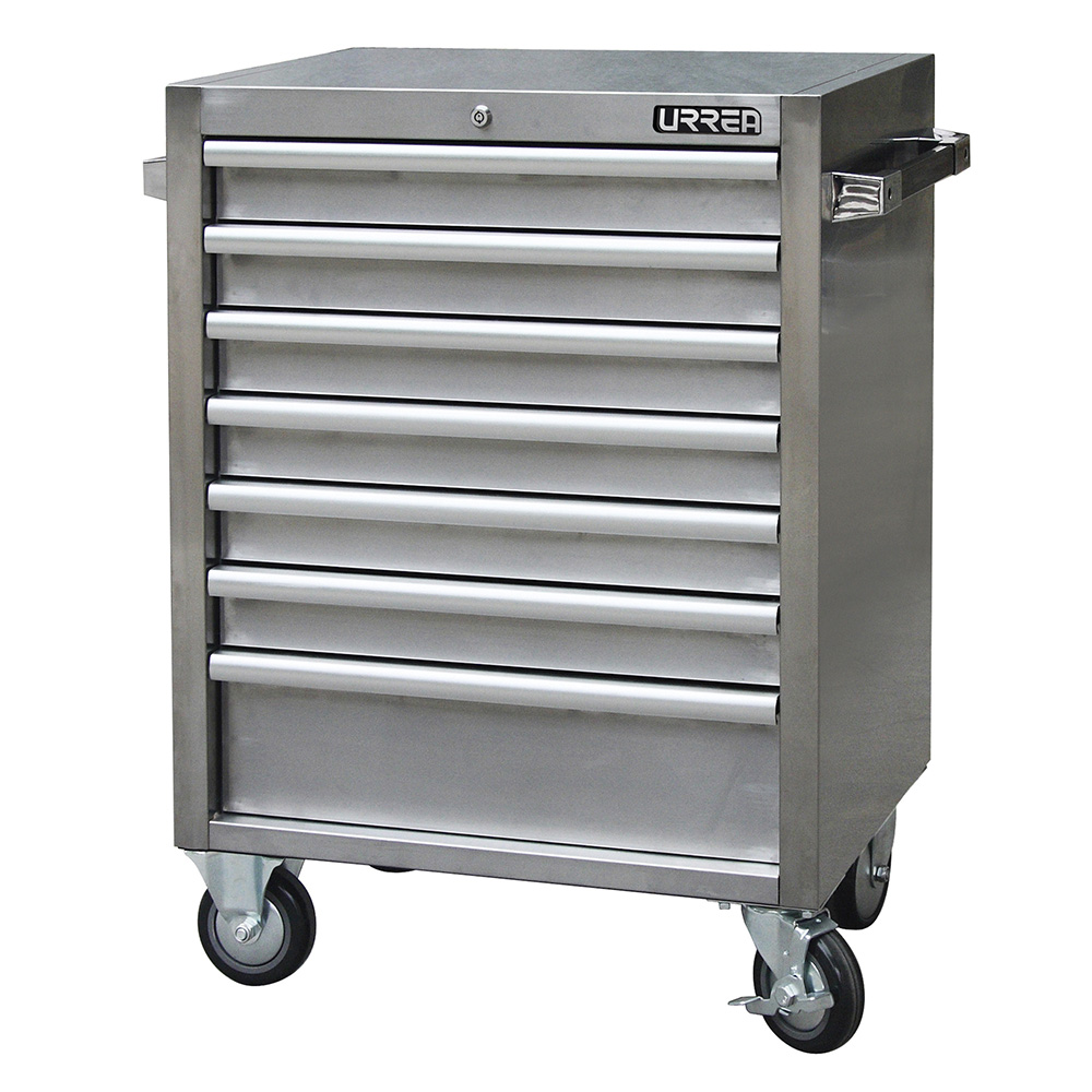 Gabinete acero inoxidable móvil 7 gavetas 27" serie H, Urrea