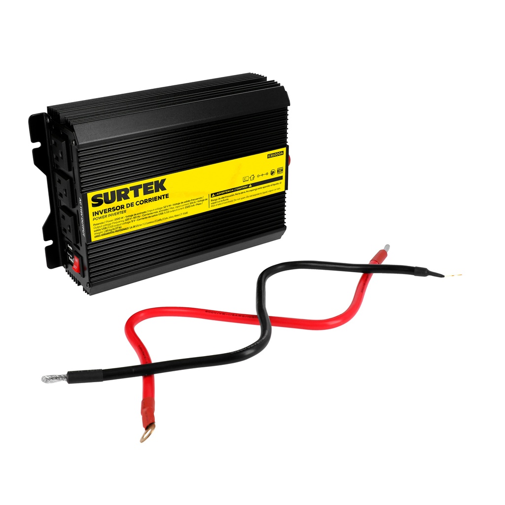 Inversor de corriente 12 V DC - 120 V AC, 1000 W, Surtek