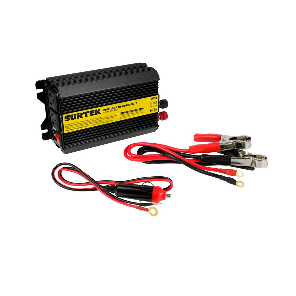 Inversor de corriente 12 V DC - 120 V AC, 400 W, Surtek