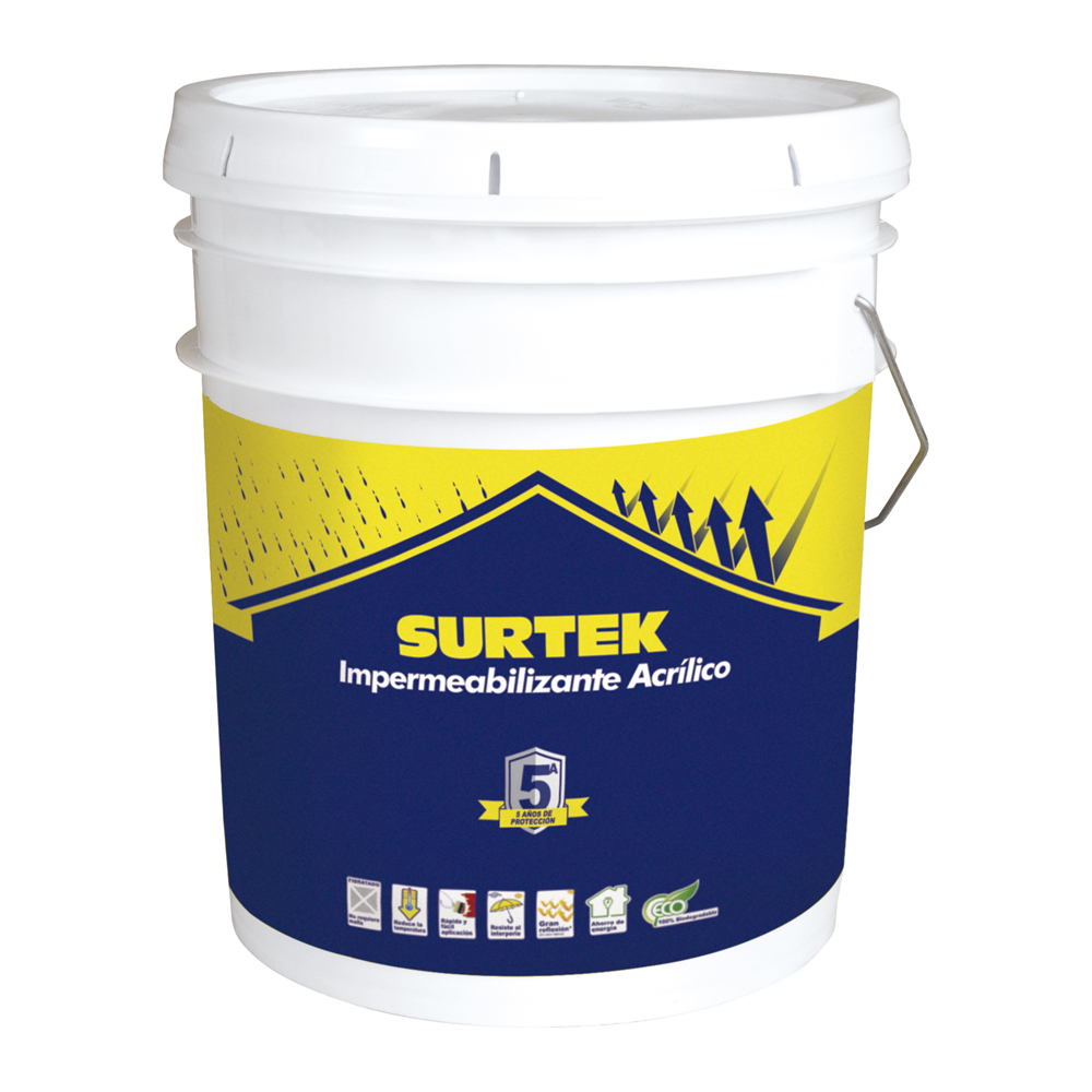 Cubeta de impermeabilizante 19 Lt color blanco con protección de 5 años, Surtek