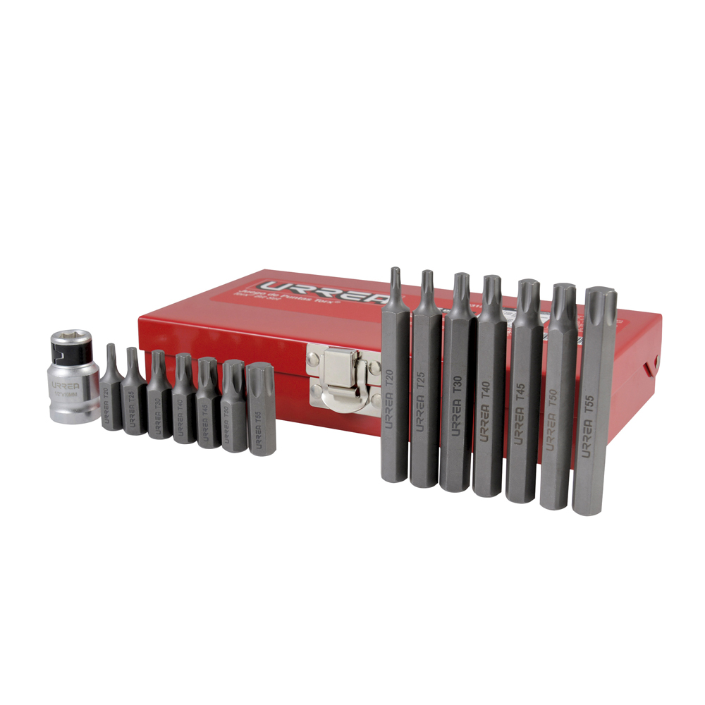 Juego de puntas Torx hexágono de 3/8" con adaptador, 15 piezas, Urrea