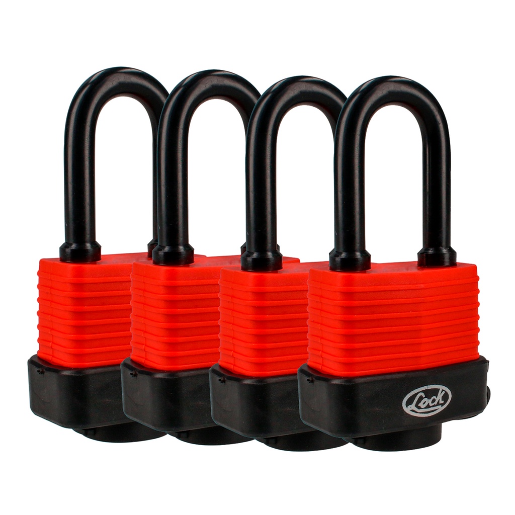 Juego de 4 candados impermeables largos 40 mm, llave estándar, Lock