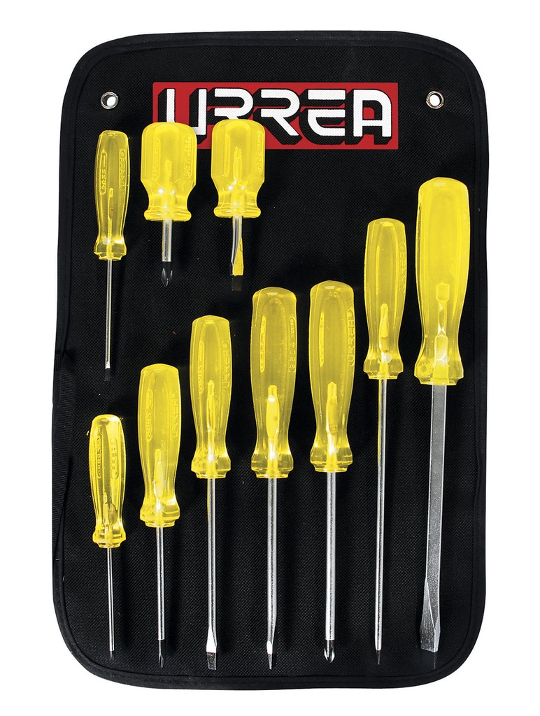 Juego de destornilladores con mango ámbar combinados, 10 piezas, Urrea