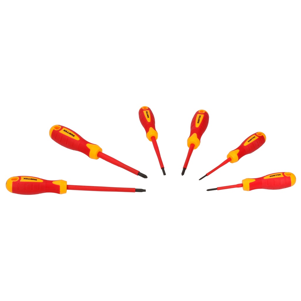 Juego de destornilladores con mango bimaterial 1000 V combinados, 6 piezas, Surtek