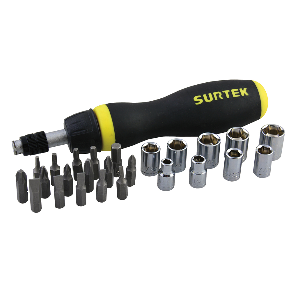 Juego de puntas y accesorios hexágono de 1/4", 26 piezas, Surtek