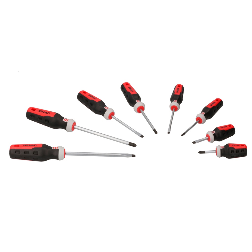 Juego de destornilladores con mango trimaterial combinados, 8 piezas, Urrea