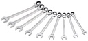 Juego de 9 llaves combinadas pulido espejo de matraca spline reversible en pulgadas, Urrea