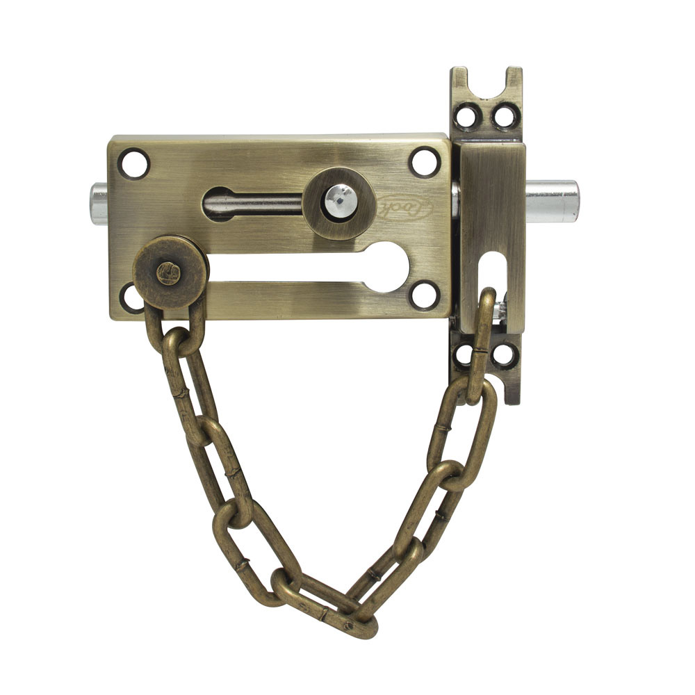 Pasador de sobreponer de cadena latón antiguo, Lock