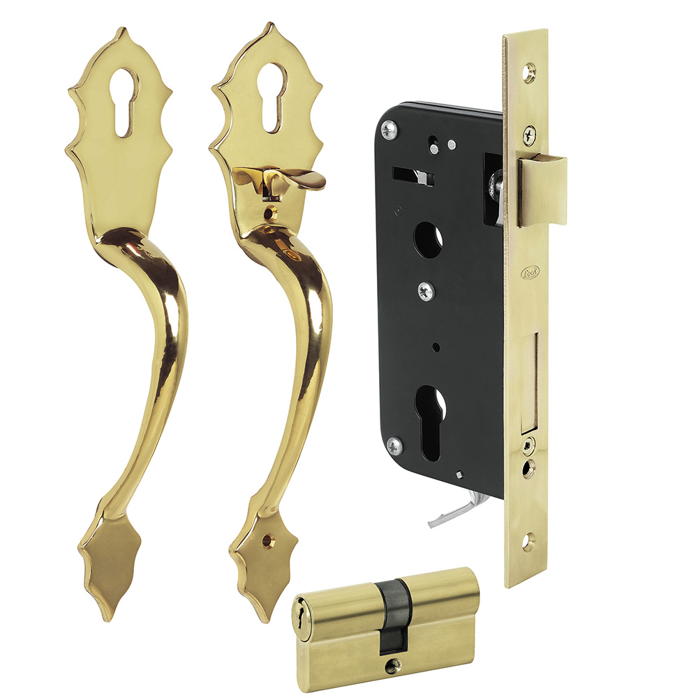 Conjunto Classic función doble, latón brillante, llave estándar, Lock