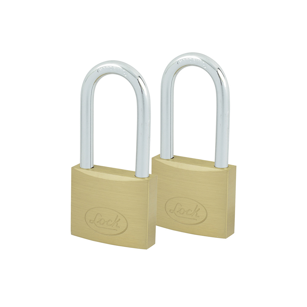 Juego de 2 candados de latón largos 25 mm, llave estándar, Lock