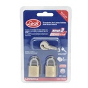 Juego de 2 candados de latón cortos 20 mm, llave estándar, Lock