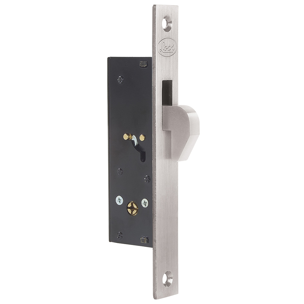 Cerrojo para embutir de gancho, níquel satinado, llave tetra, en caja, Lock