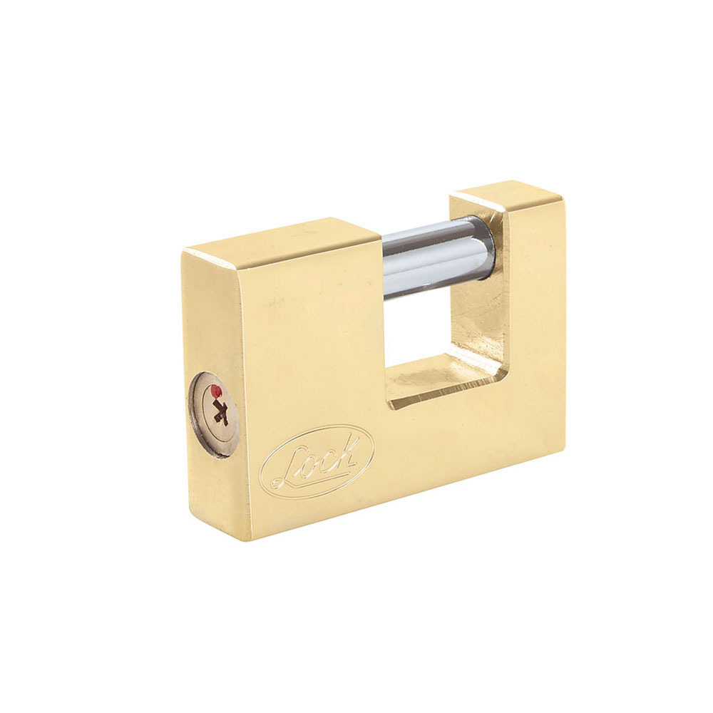 Candado de acero para cortina 70 mm, latón brillante, llave tetra, Lock