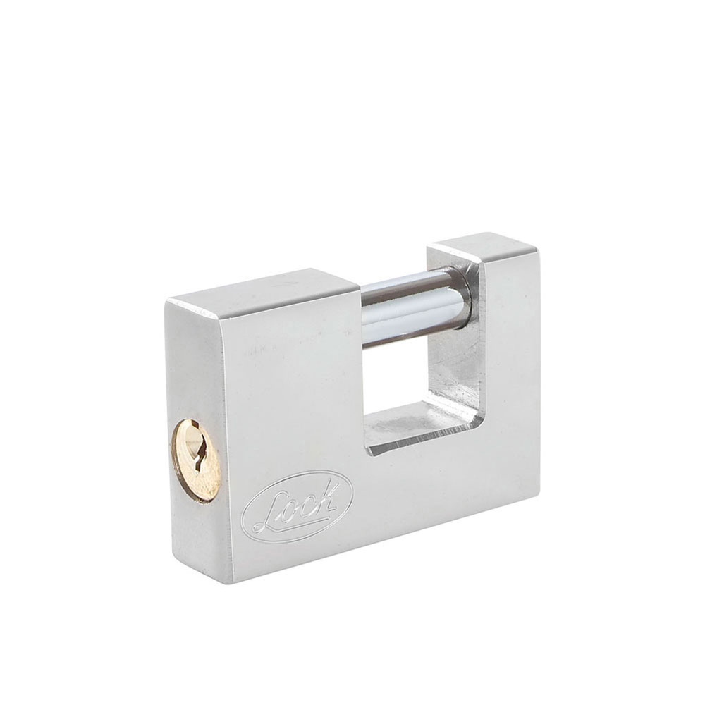 Candado de acero para cortina 80 mm, cromo satinado, llave estándar, Lock