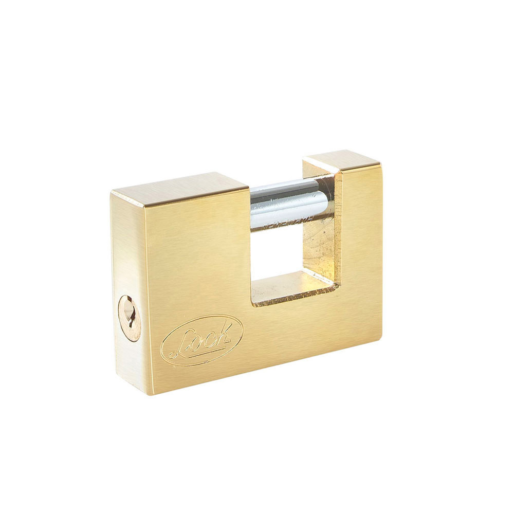 Candado de acero para cortina 80 mm, latón brillante, llave estándar, Lock