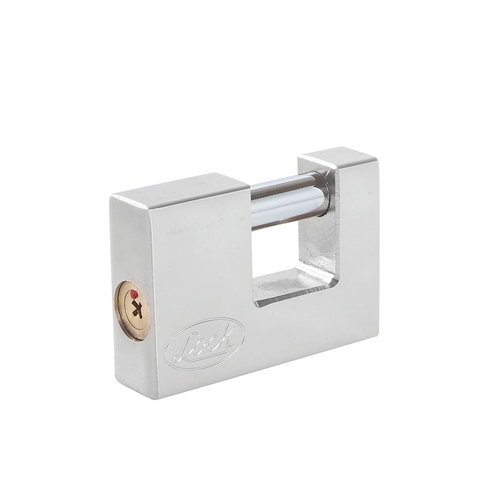 Candado de acero para cortina 80 mm, cromo satinado, llave tetra, Lock