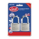 Juego de 2 candados de acero largos 45 mm, llave estándar, Lock