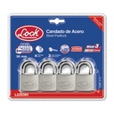 Juego de 4 candados de acero cortos 38 mm, llave estándar, Lock