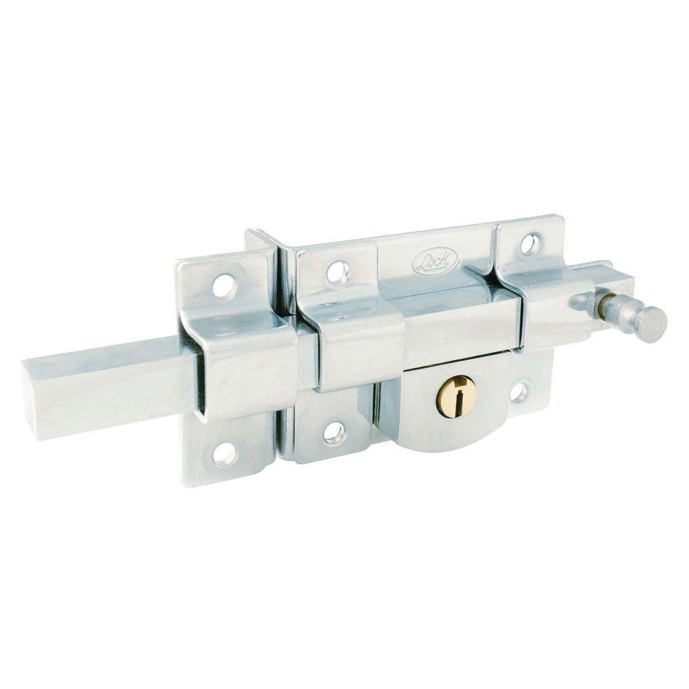 Cerradura de barra fija función izquierda, cromo brillante, llave estándar, blíster, Lock
