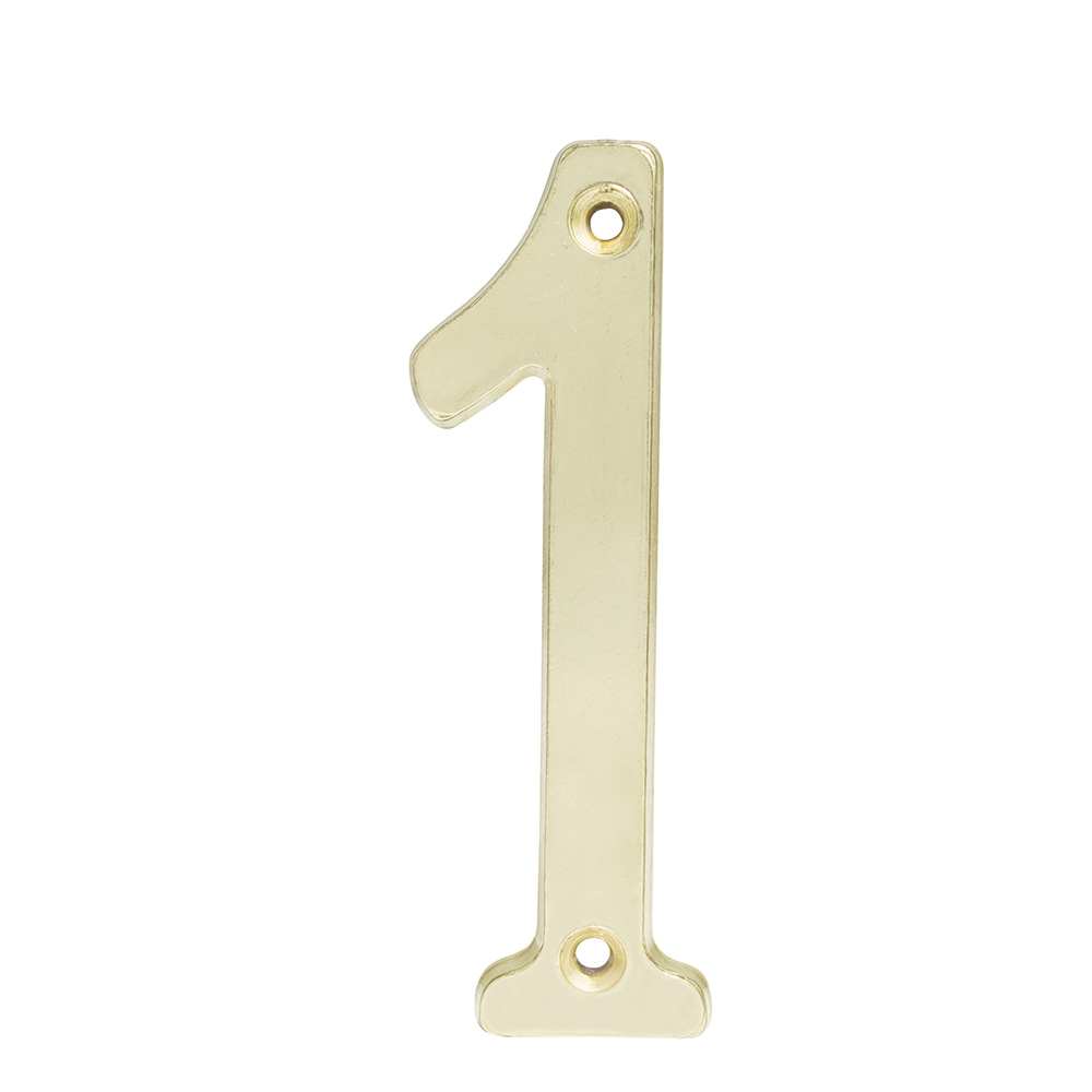 Número 1 slim 4" latón brillante, Lock