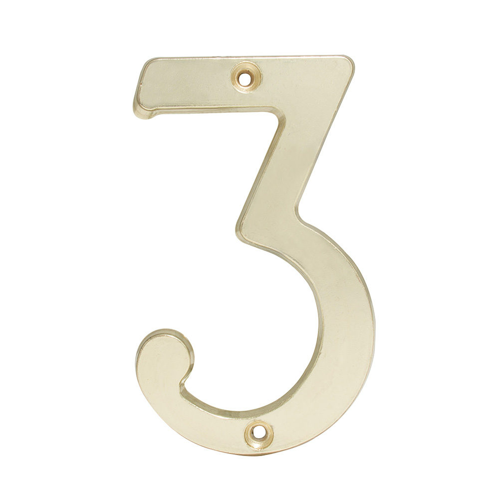 Número 3 slim 4" latón brillante, Lock