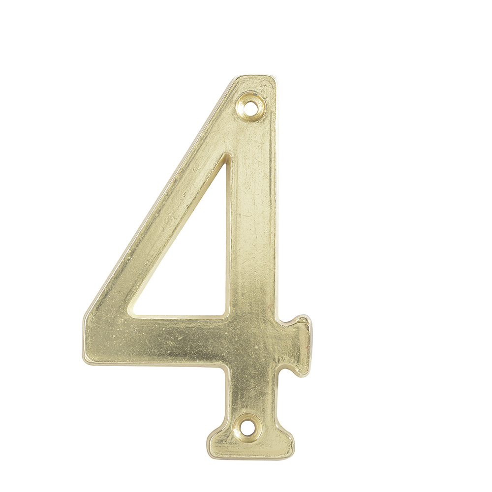 Número 4 slim 4" latón brillante, Lock