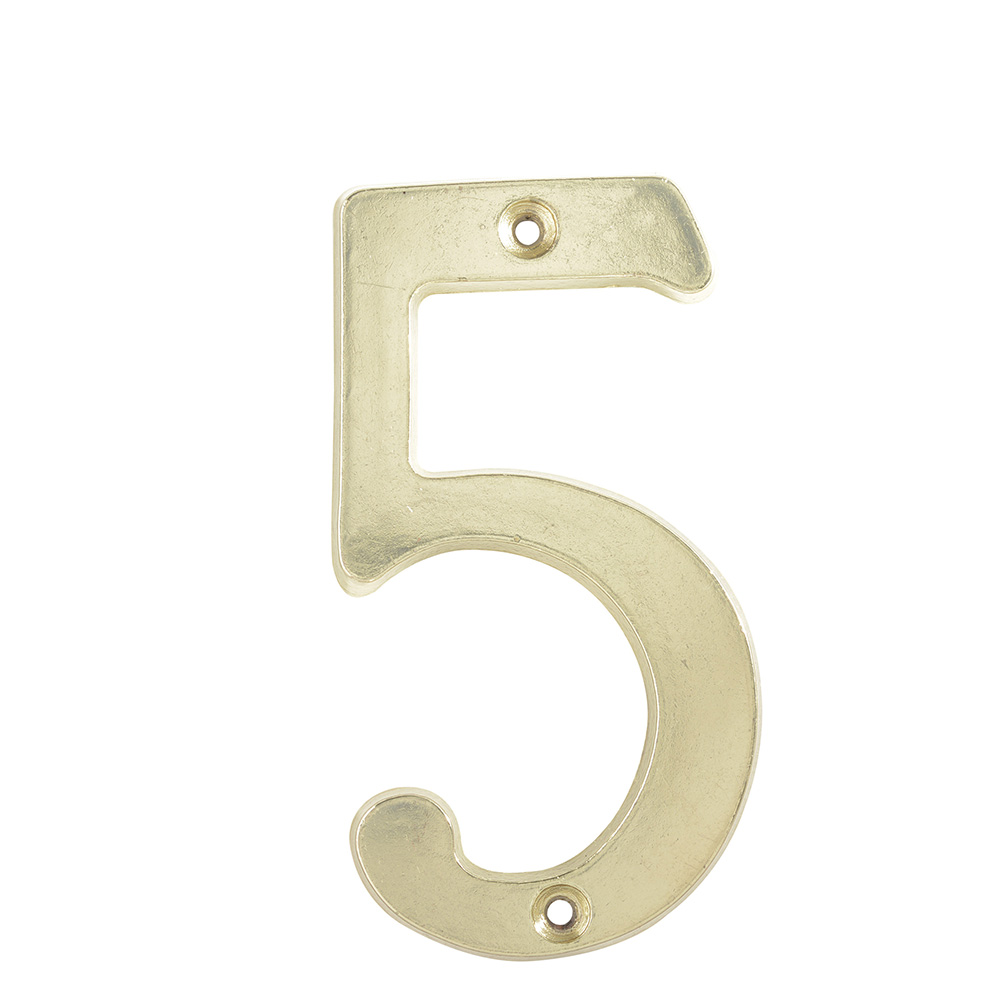 Número 5 slim 4" latón brillante, Lock