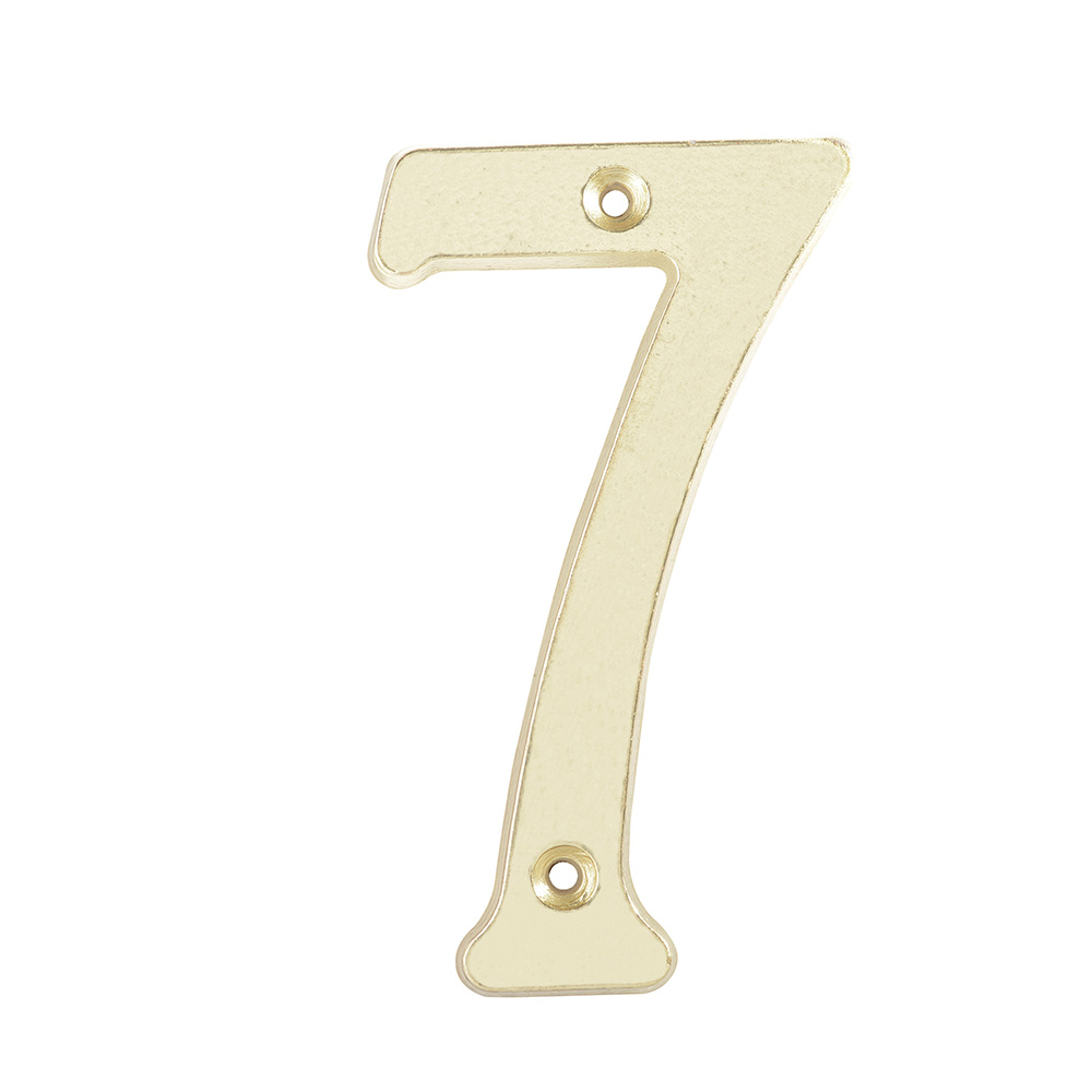 Número 7 slim 4" latón brillante, Lock