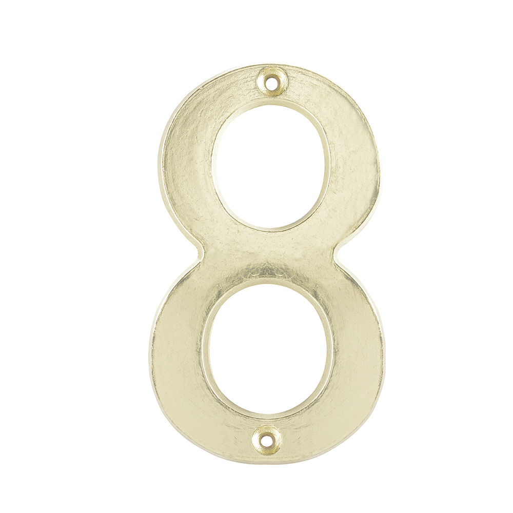Número 8 slim 4" latón brillante, Lock