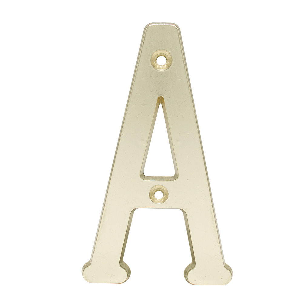 Letra A slim 4" latón brillante, Lock