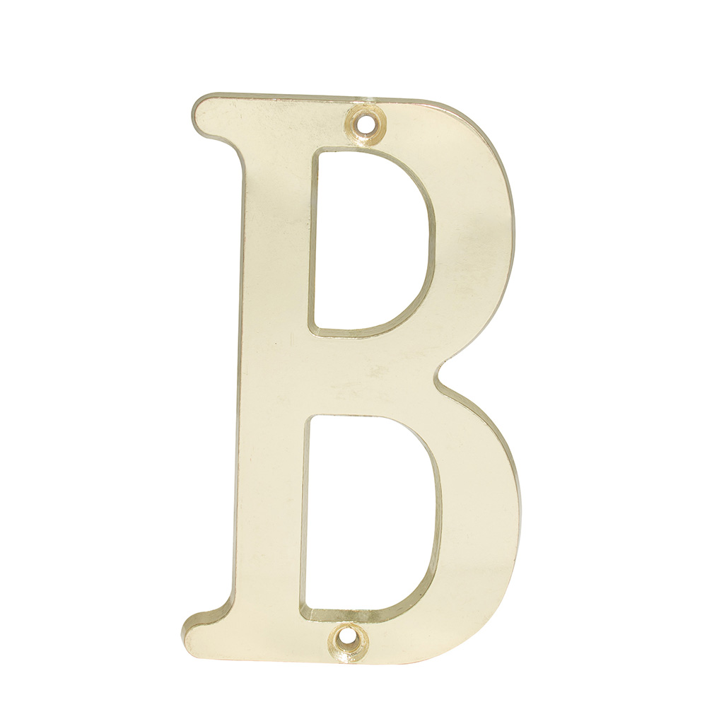 Letra B slim 4" latón brillante, Lock