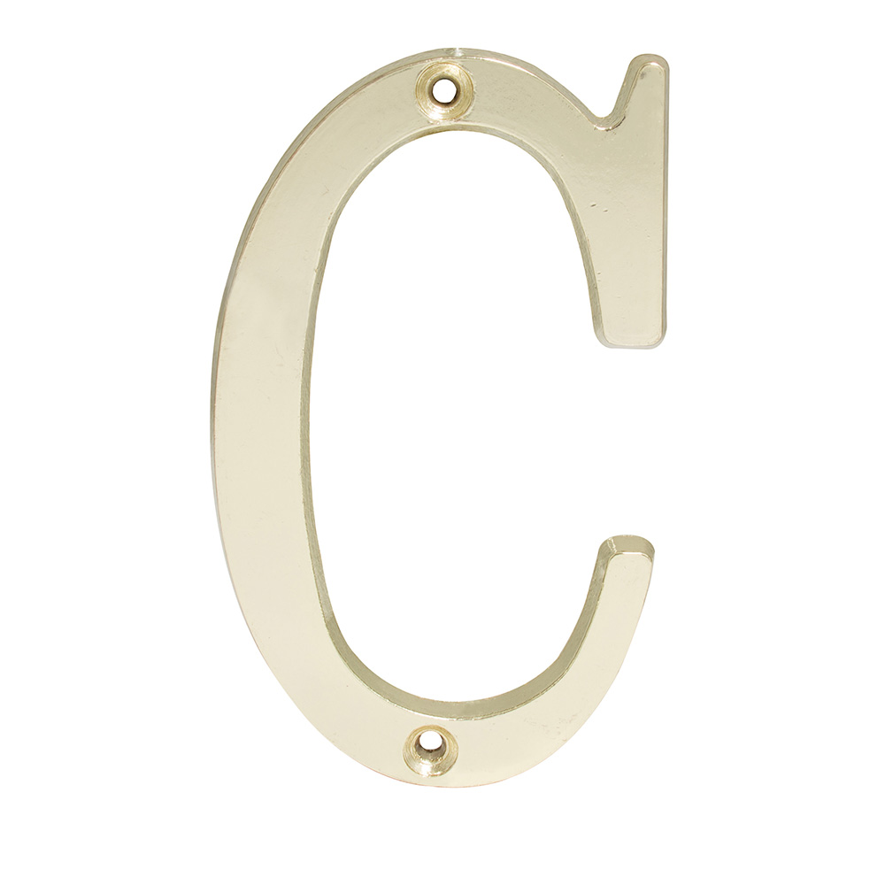Letra C slim 4" latón brillante, Lock