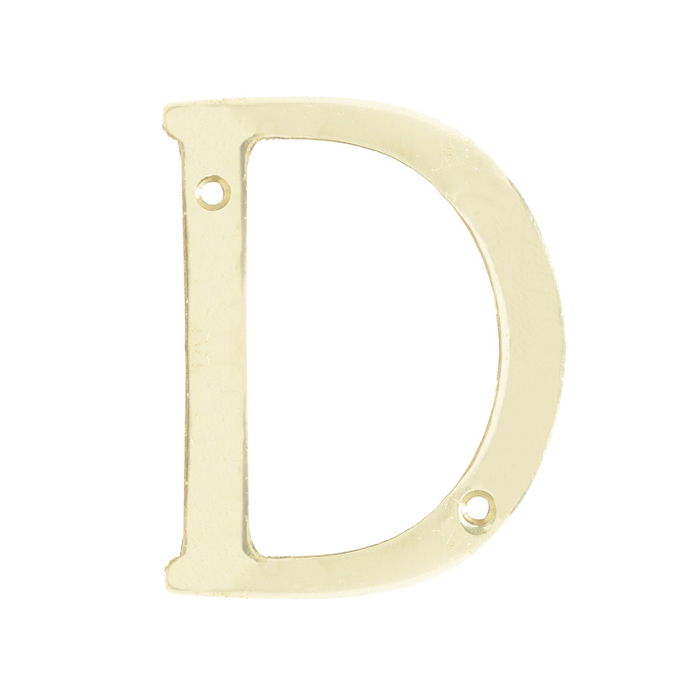 Letra D slim 4" latón brillante, Lock