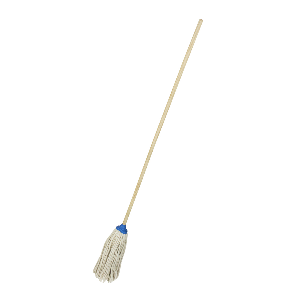 Trapeador de pabilo de algodón 300 g con bastón de madera 120 cm, Foy