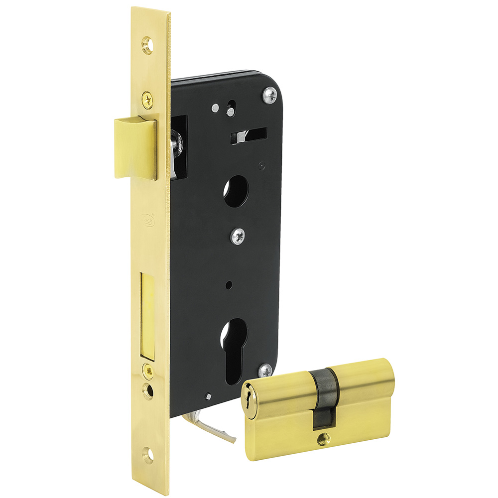 Mecanismo de embutir función doble, latón brillante, llave estándar, Lock