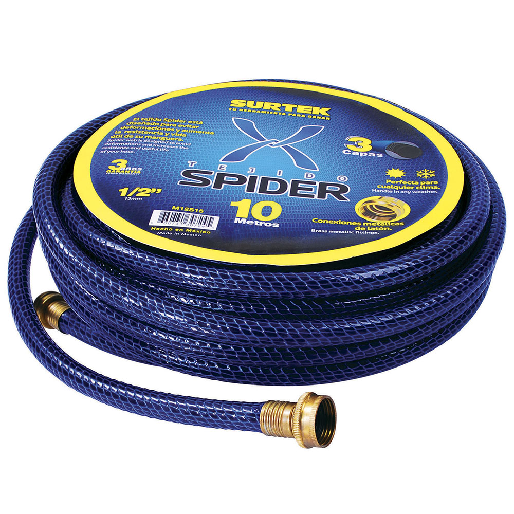 Manguera para jardín tejido spider 1/2", 10 m, Surtek