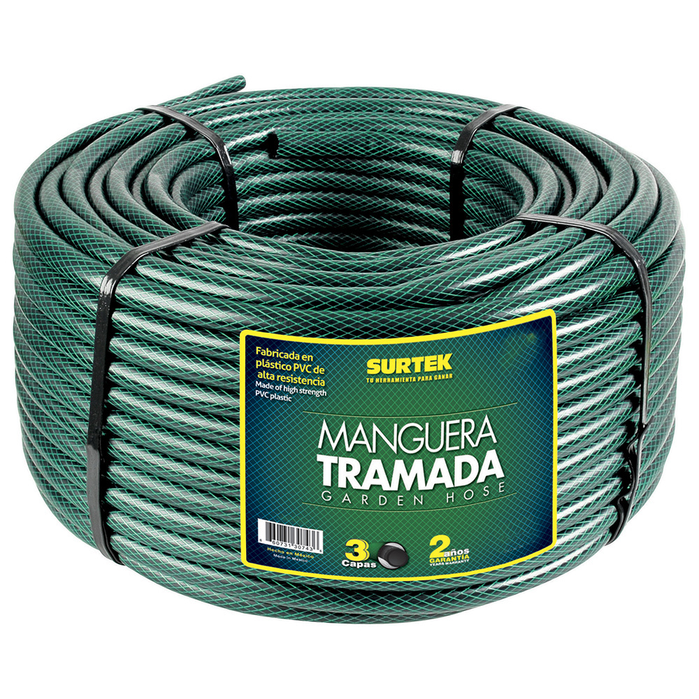 Manguera para jardín tramada en rollo verde 3/4", 100 m, Surtek
