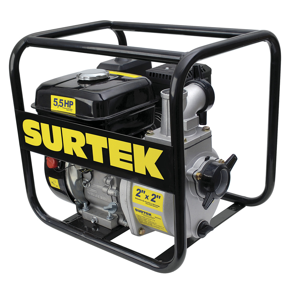 Motobomba a gasolina con diámetro de succión y descarga de 2x2", 5.5 HP, Surtek