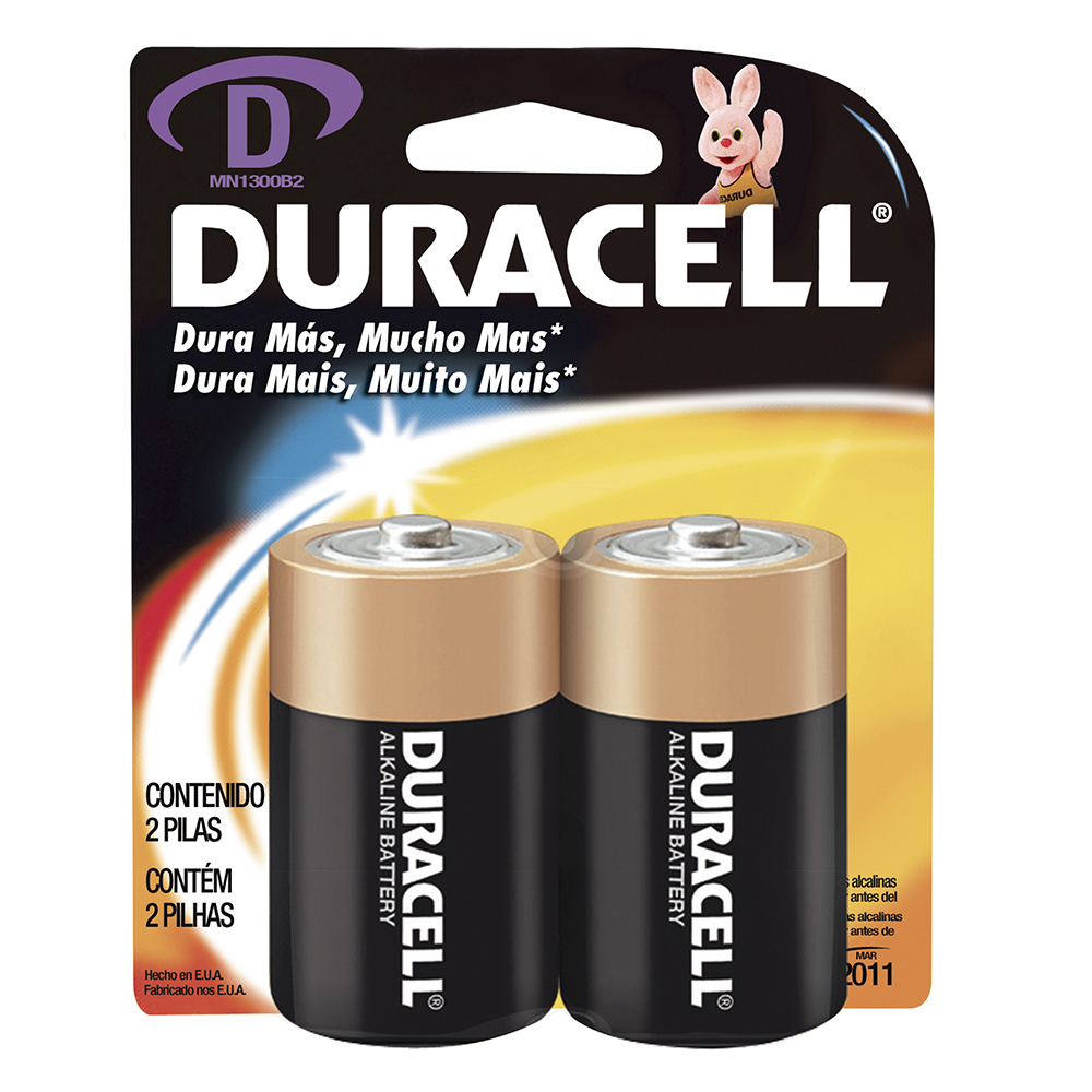 Pila alcalina Duracell® "D", 2 piezas, Surtek