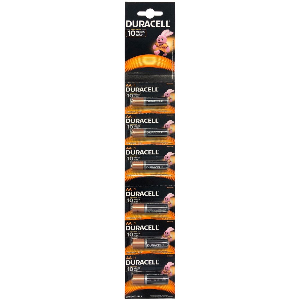 Tira de pilas alcalinas Duracell® "AA", 6 piezas, Surtek