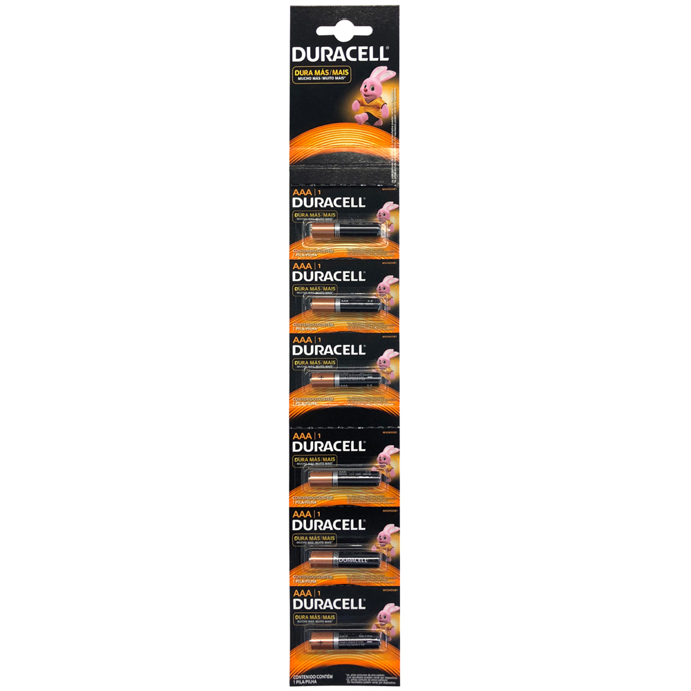Tira de pilas alcalinas Duracell® "AAA", 6 piezas, Surtek