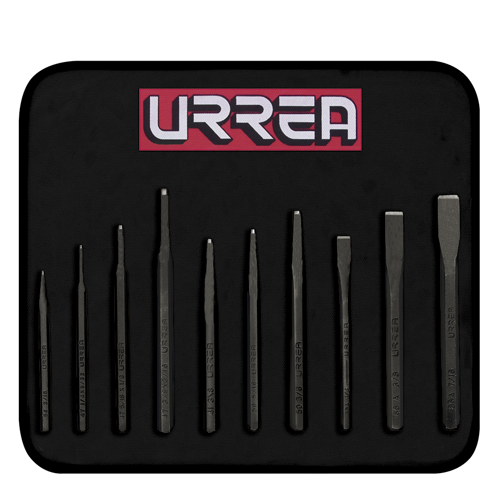 Juego de punzones y cinceles, 10 piezas, Urrea