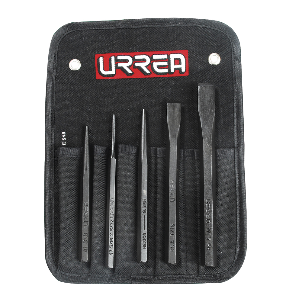 Juego de cinceles, punzones y botadores, 5 piezas, Urrea