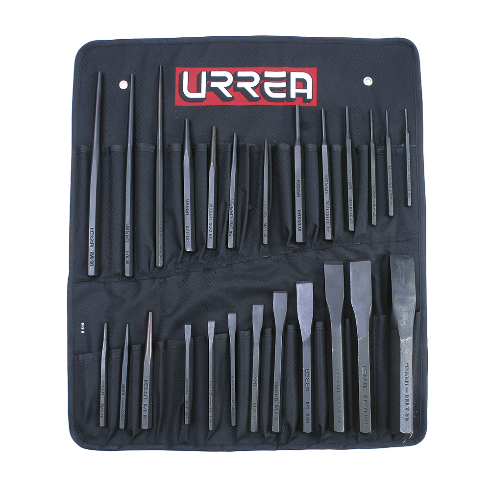 Juego de puntos, punzones , cinceles y botadores, 26 piezas, Urrea