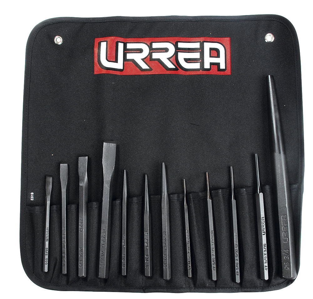 Juego de cinceles, punzones y botadores, 12 piezas, Urrea